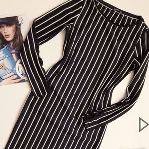 Bershka Black and white stripe dress size L